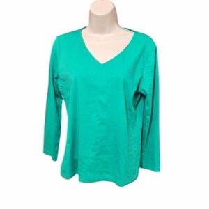 NWT HINSON WU Renee 3/4 Sleeve V-Neck Double Knit Panel Top Jade 5604